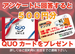 Webアンケートに答えて500円分のQUOカードをもらおう！