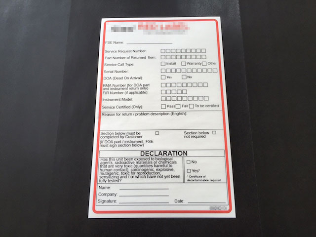 東京都　分析機器メーカー　複写ラベル　（３枚複写）