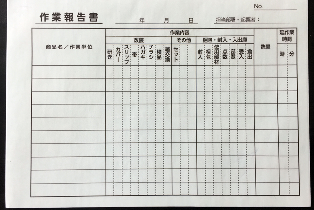 東京都　製造業　作業報告書　(２枚複写)